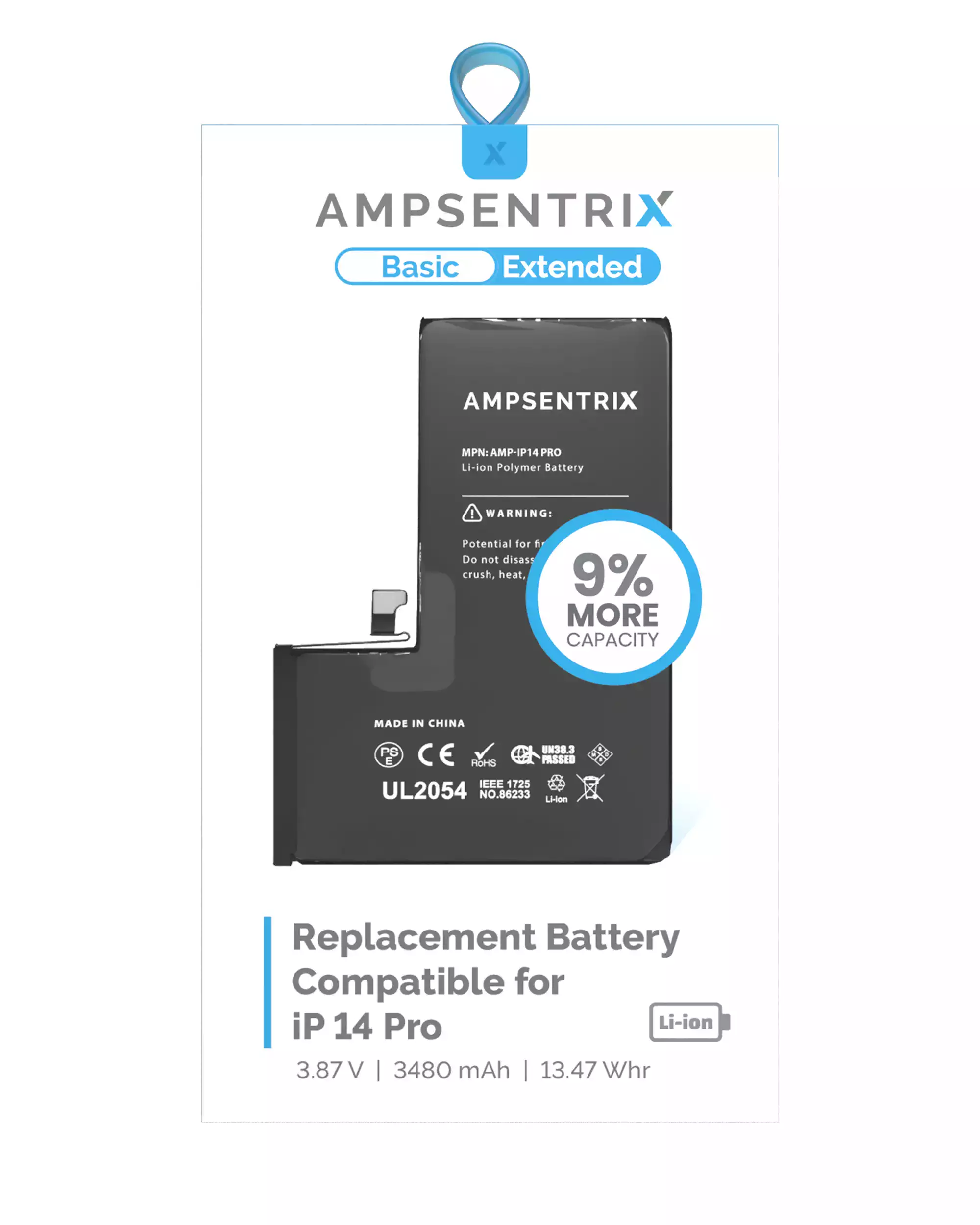 Replacement Battery For iPhone 14 Pro (AmpSentrix Basic Extended) - Image 5