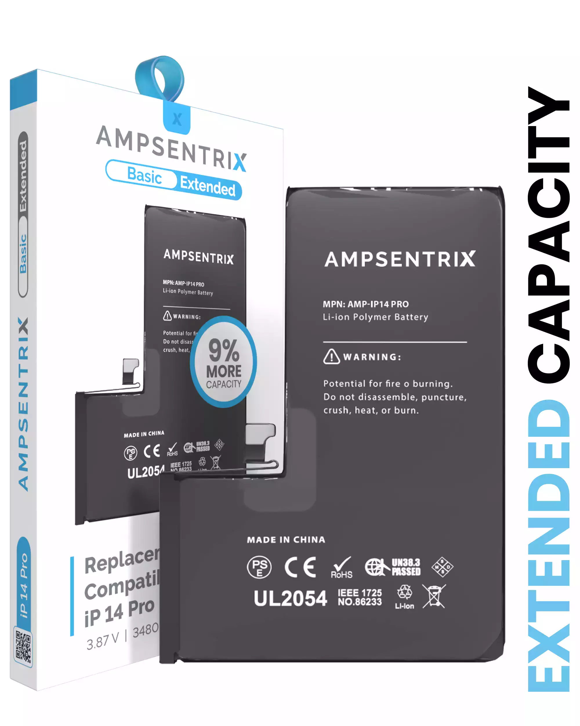 Replacement Battery For iPhone 14 Pro (AmpSentrix Basic Extended) - Image 3