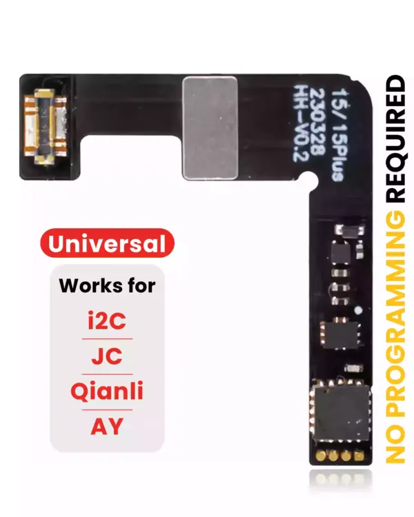 Pre-Programmed Universal Battery Tag-On Flex (Soldering Not Required) For iPhone 15 / 15 Plus (AmpSentrix) (With I2C, JCID, Qianli)