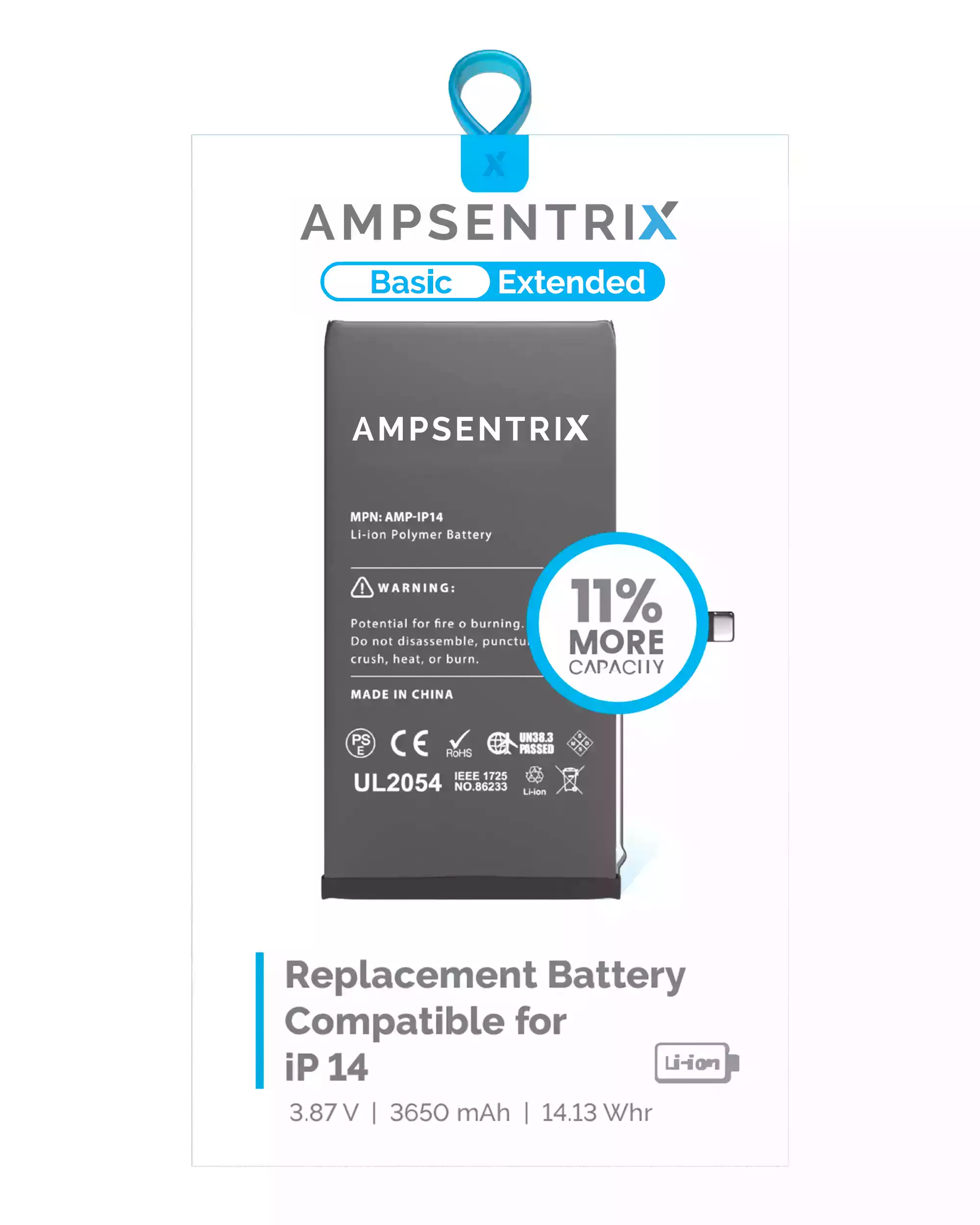 Replacement Battery For iPhone 14 (AmpSentrix Basic Extended) - Image 11