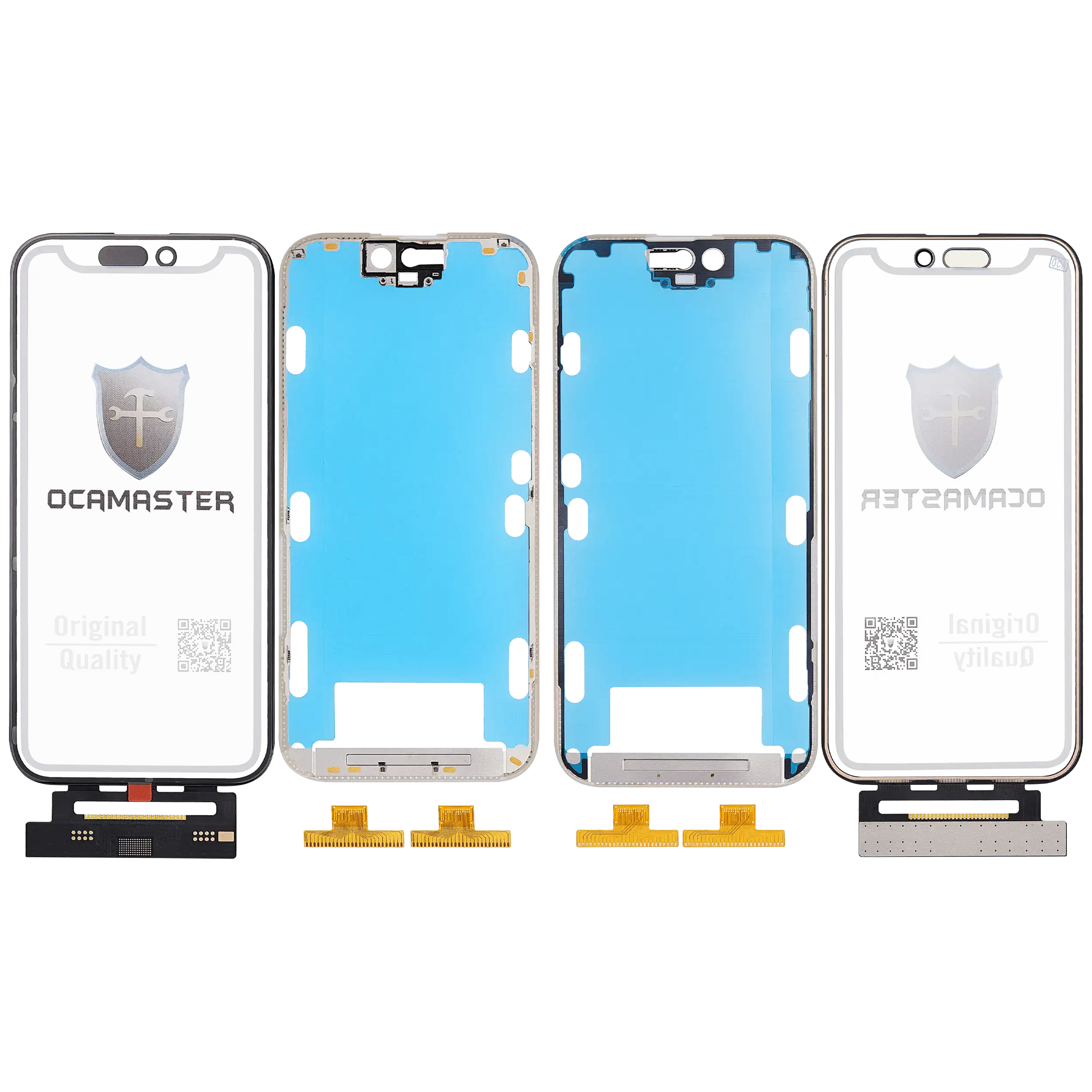 4 in 1 Short Flex (Digitizer Touch With Glass + OCA + Frame Pre-installed) For iPhone 15 Pro (OCA Master)