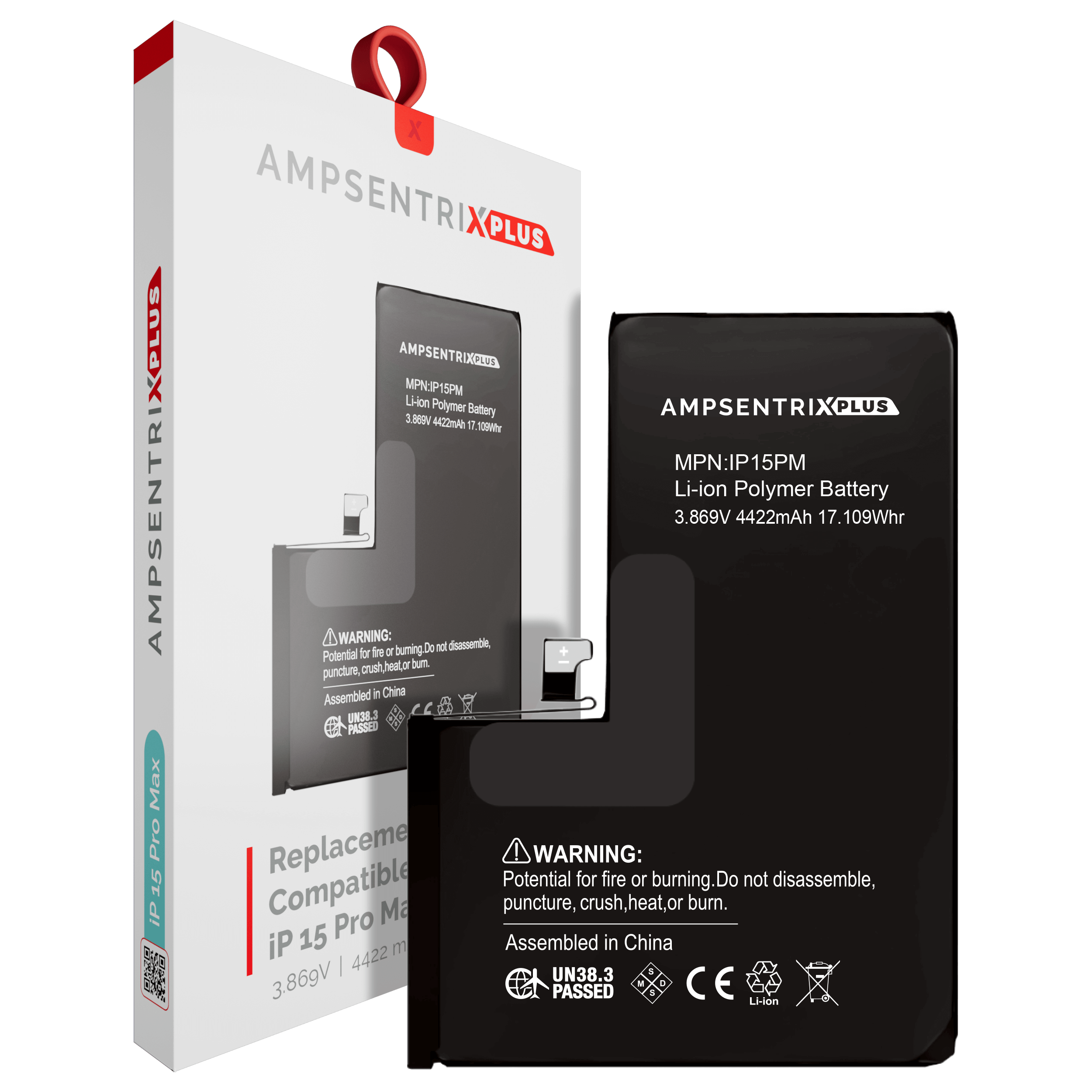 Replacement Battery For iPhone 15 Pro Max (AmpSentrix Plus)