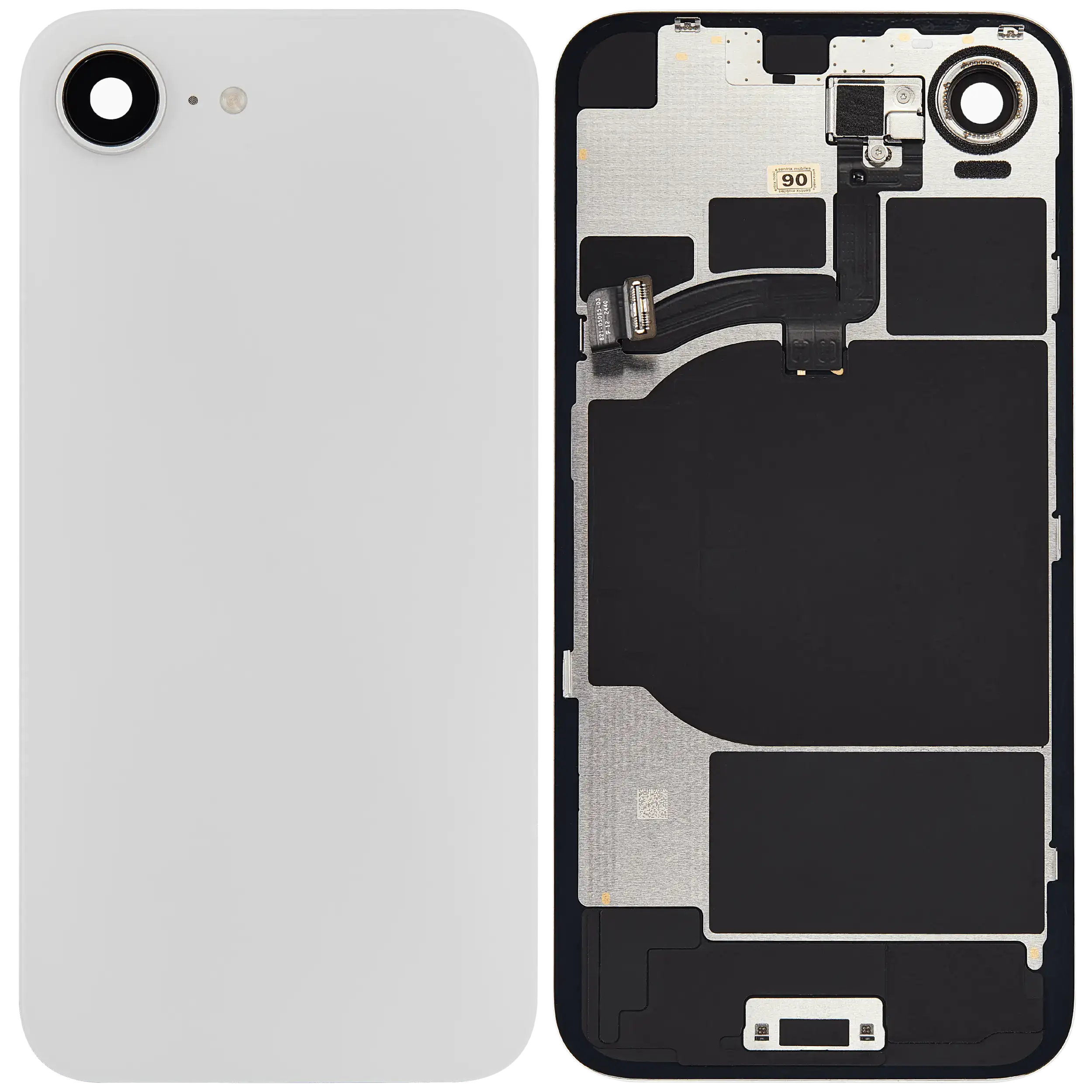 Back Glass w/ MagSafe Magnet & NFC & Flashlight Flex For iPhone 16e (Used OEM Pull: Grade C) (White) - Image 3