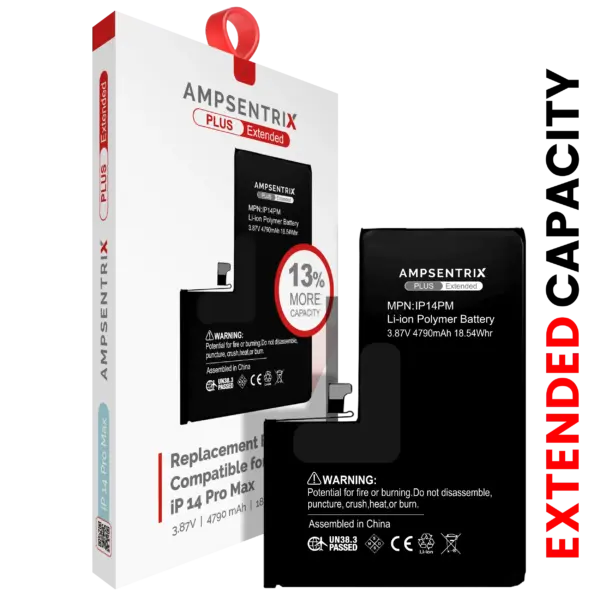 Replacement Battery For iPhone 14 Pro Max (AmpSentrix Plus Extended)
